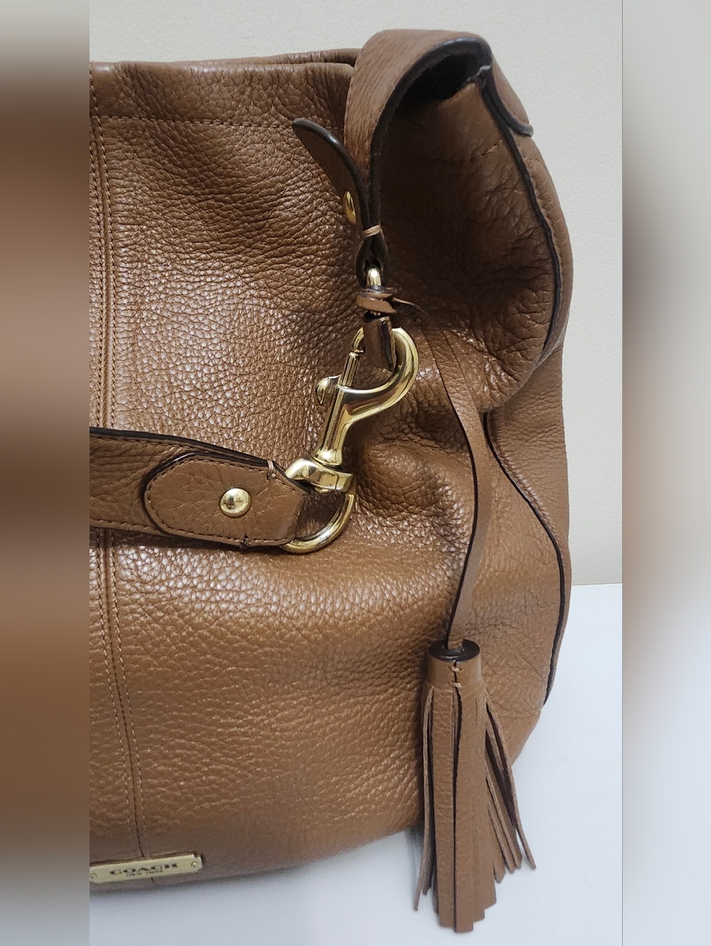 Coach Avery Pebbled Leather Shoulder Tote Hobo Satchel Bag #F23309 Saddle Brown - Picture 6 of 12